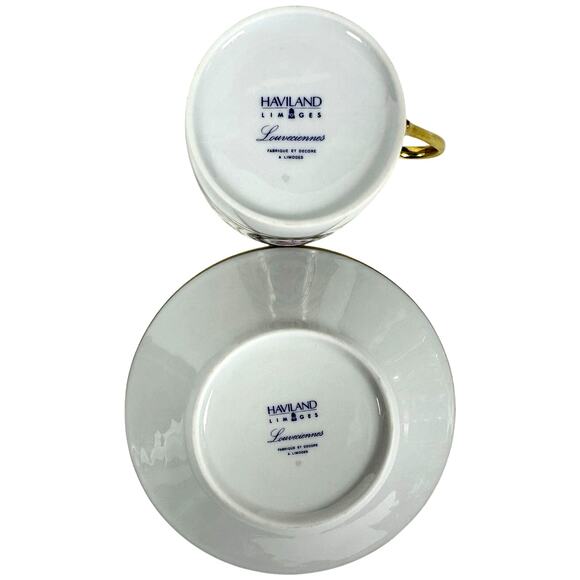 Haviland Limoges "Louveciennes" Flat Cups/Saucers-Set of 5-France-Pristine Mint! - Picture 6 of 8